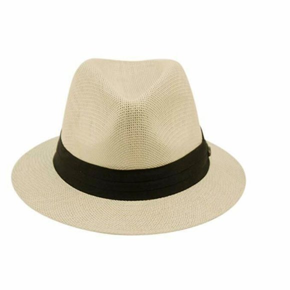 Men's Natural Color Panama Straw Fedora Hat - Picture 2 of 3